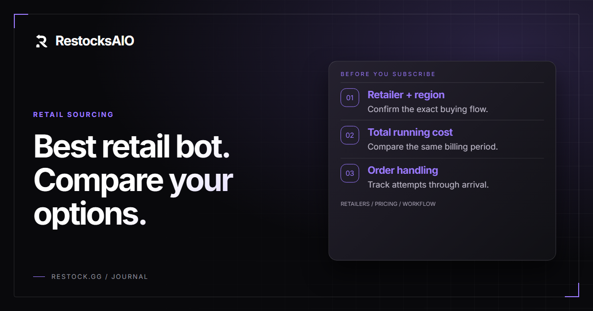 Retail bot selection: compare supported retailers, costs and workflow.