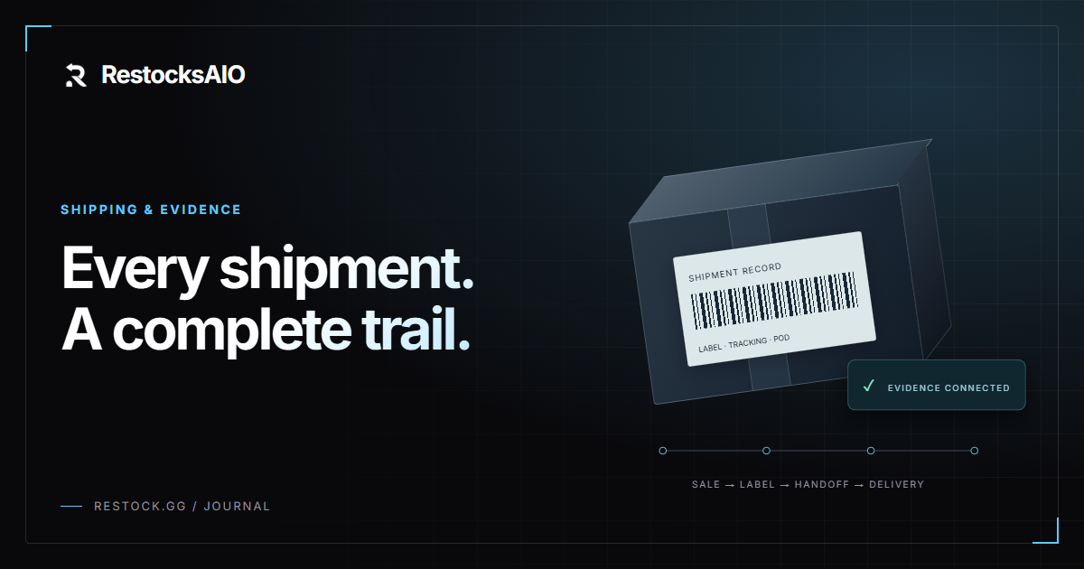 Build an evidence trail for each sale: Sale record; Shipping label; Carrier handoff; Proof of delivery